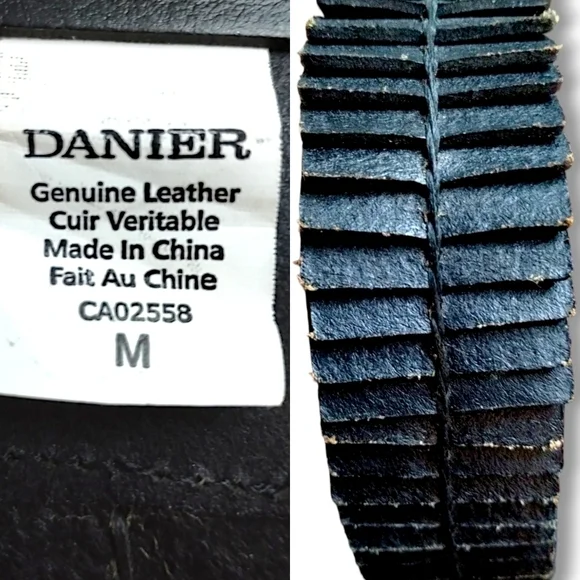 Danier Men's Premium Black Studded Leather Slats Belt - Picture 4 of 6